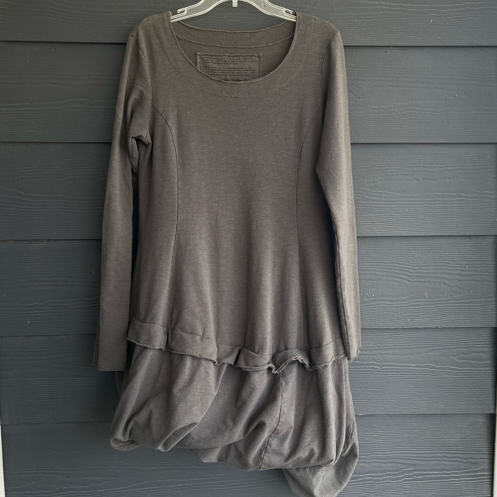Rundholz olive polka dot sweatshirt bubble minidress tunic lagenlook M -1S